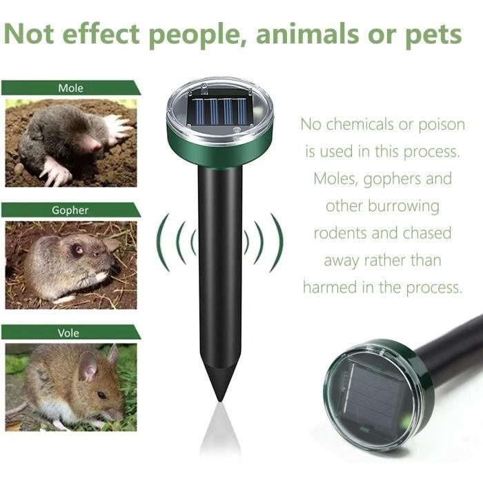 Solar Mole Repellent,Ultrasonic Mole Repellent,Anti Moles,Solar Powered Moles for Snakes,Voles,Gophers(4 Rooms)