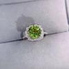 Drainage Hw Same Open 2-Carat Ring, Imitation Natural Peridot Square Bag Women'S Ring