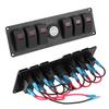 6 Gang Red LED Rocker Switch Panel with Alarm Voltmeter for Car RV Boat Yacht Marine 12V