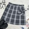 Winter Gray Plaid High-Waist Slimming JK School Uniform Pleated A-line Midi Skirt