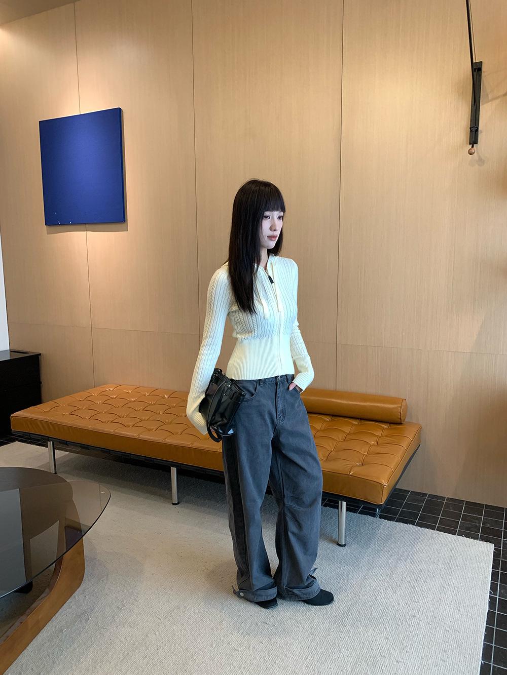 

Yuyi Women s Autumn 2025 Lace-Up Cargo Denim Jeans - Loose Fit, Versatile Casual Pants (CX3803) S сірий колір