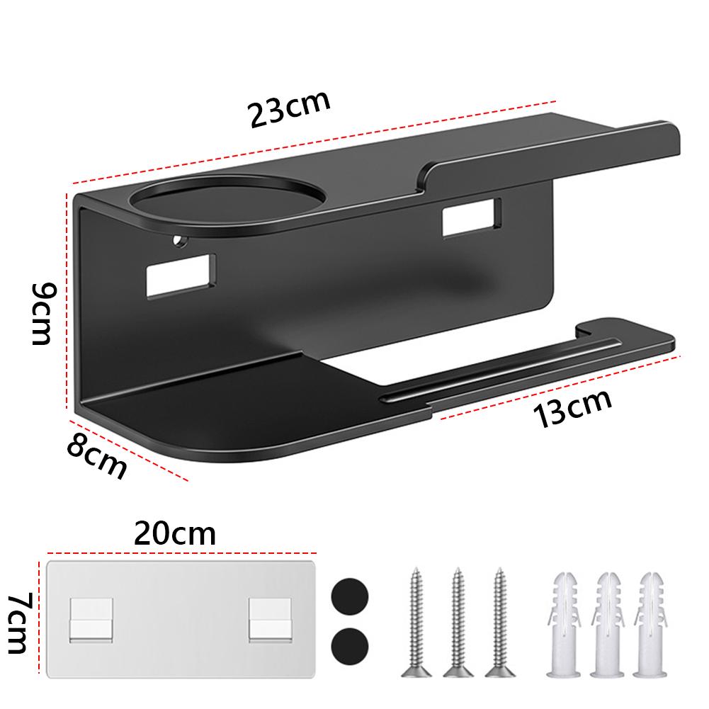 Toilet Paper Holder Wall Mounted Paper Towel Stand Punch-Free Metal Paper Holder Rack Multifunctional for Bathroom Washroom