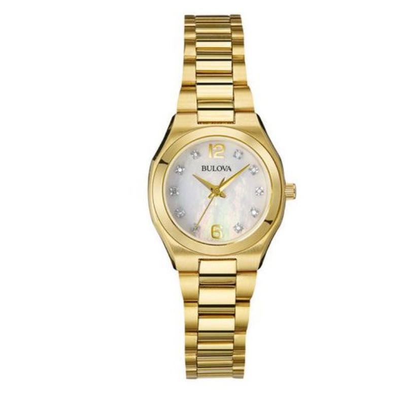 Женские кварцевые часы Bulova с покрытием цвета розового золота 97P109 розового золота