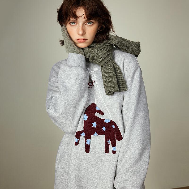 Chuyu Women's Mongolian Horse Totem Thermal Fleece Sweatshirt