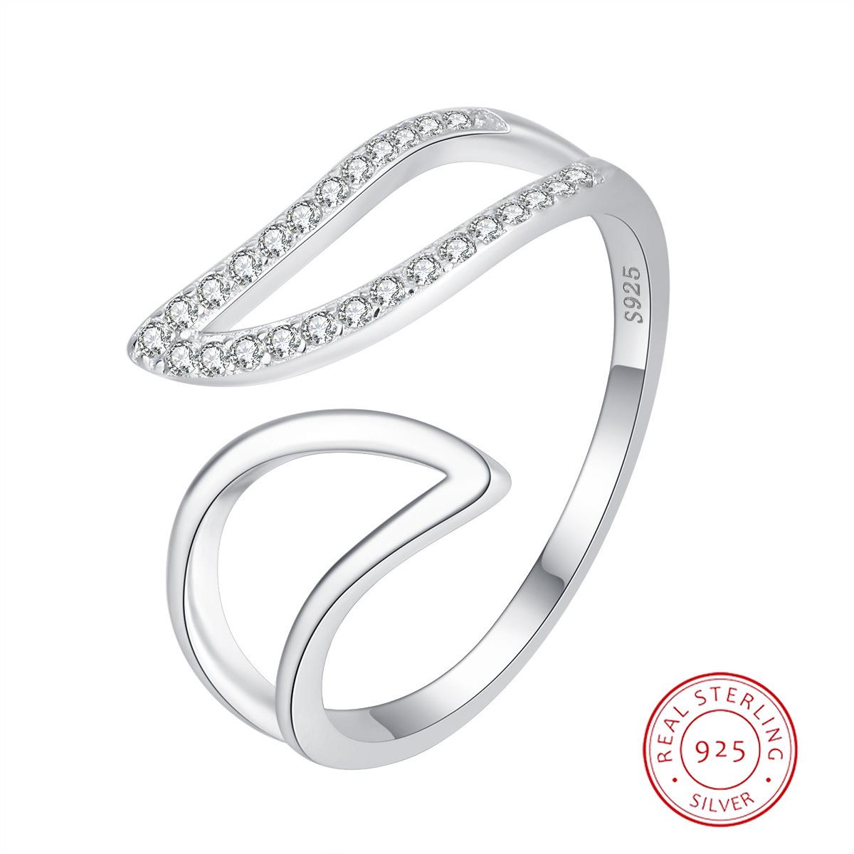 

Простое ажурное кольцо с неровными листьями, полное бриллиантов, парное кольцо для женщин, оригинальное стерлинговое серебро, подарок на день Святого Валентина, ювелирные изделия