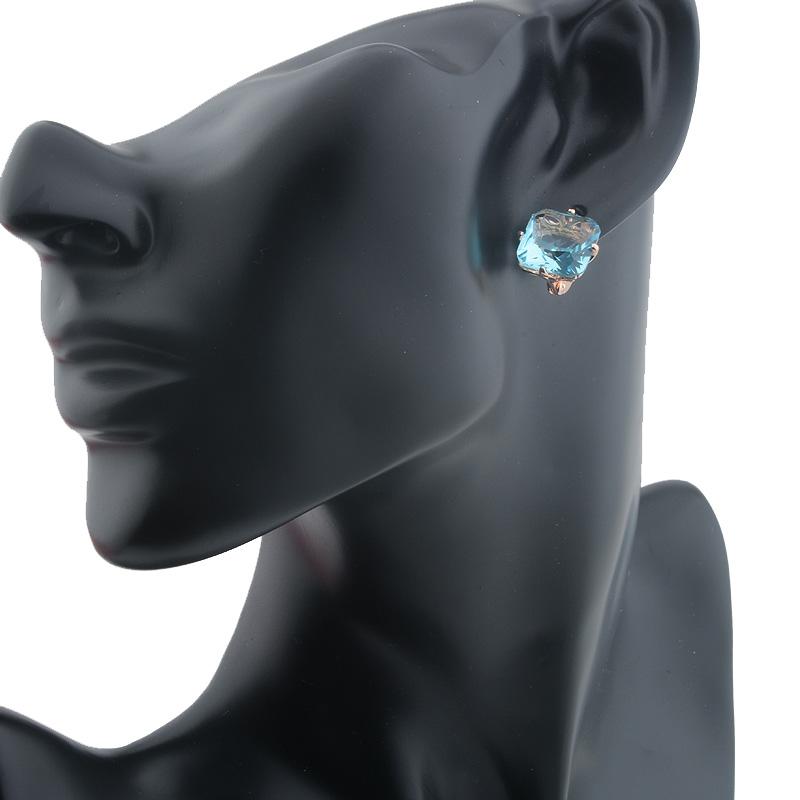 FJ Luxury Wedding Women Earring Rose Gold Color 585 Zircon Fashion Big Square Pink/White/Green/Red/Blue Zircon Drop Earring