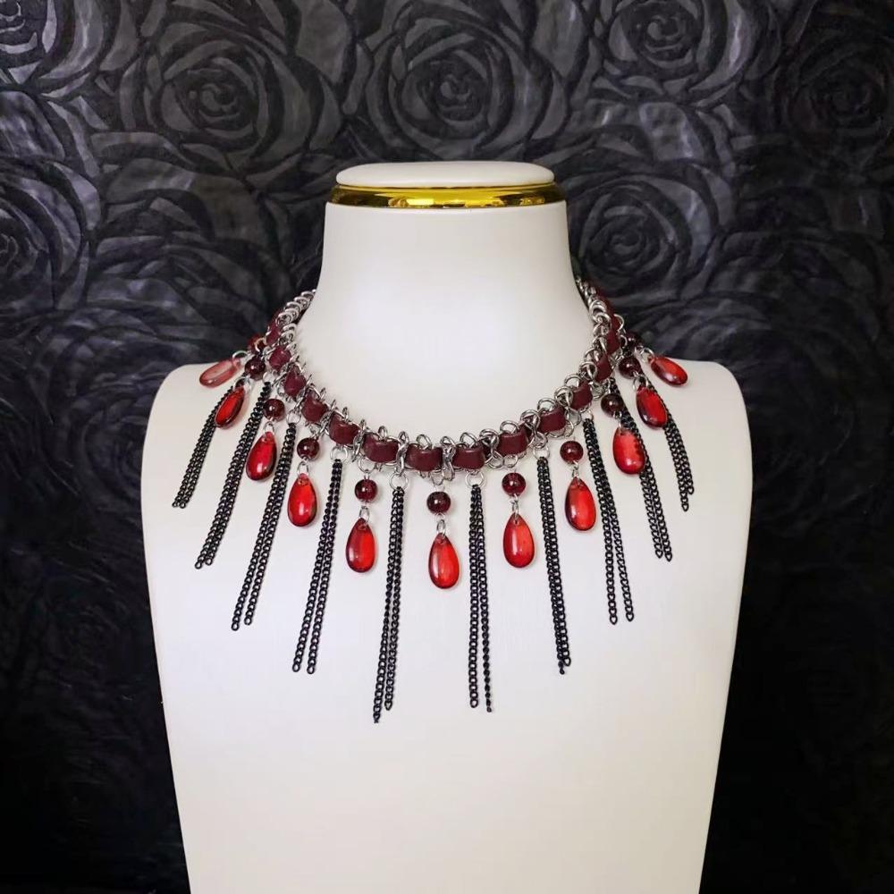 Vintage Tassel Beads Necklace Gothic Clavicle Chain Fashion Beaded Choker Girls