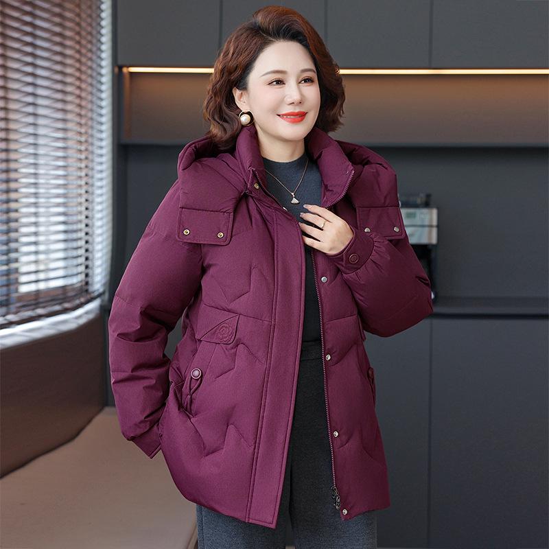 Trendy Women's Mid-Length Thickened Down Jacket - 2025 Winter Collection for Stylish Young Moms and Middle-Aged Women