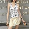European and American style summer new women's clothing fashion temperament polka dot neck V neck fresh and sweet small vest