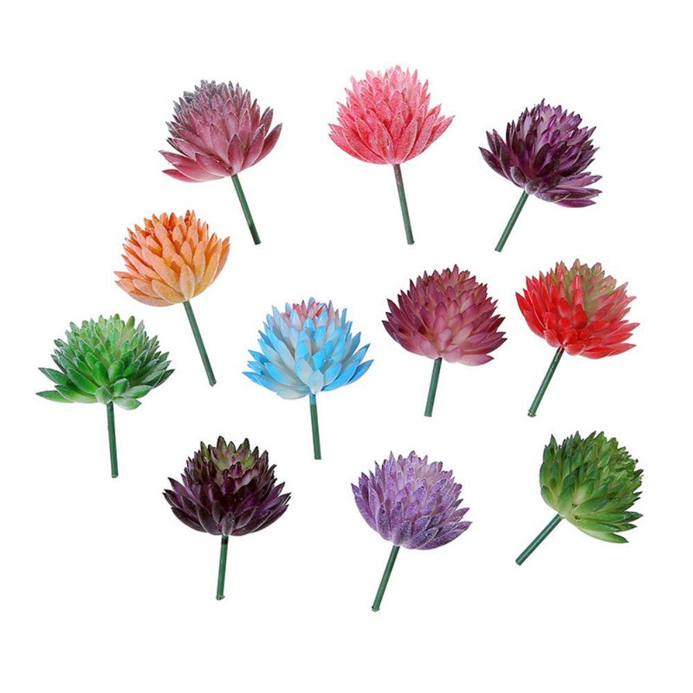 2pcs DIY Artificial Succulent Plants Mini Handmade Fake Succulent Flocking Plants Cute Realistic Simulated Floral Plants Garden