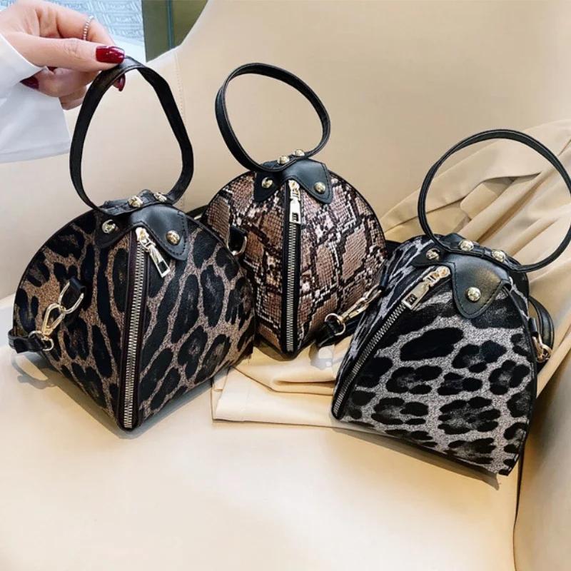Leopard Print Crossbody Bag For Women Pu Bag Triangular Zipper Versatile Niche Design New Fashion Premium Durable