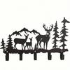 1 PC 5-Hook Rustic Deer-Shaped Metal Wall Storage Rack - Powder-Coated, Perfect For Entryway,