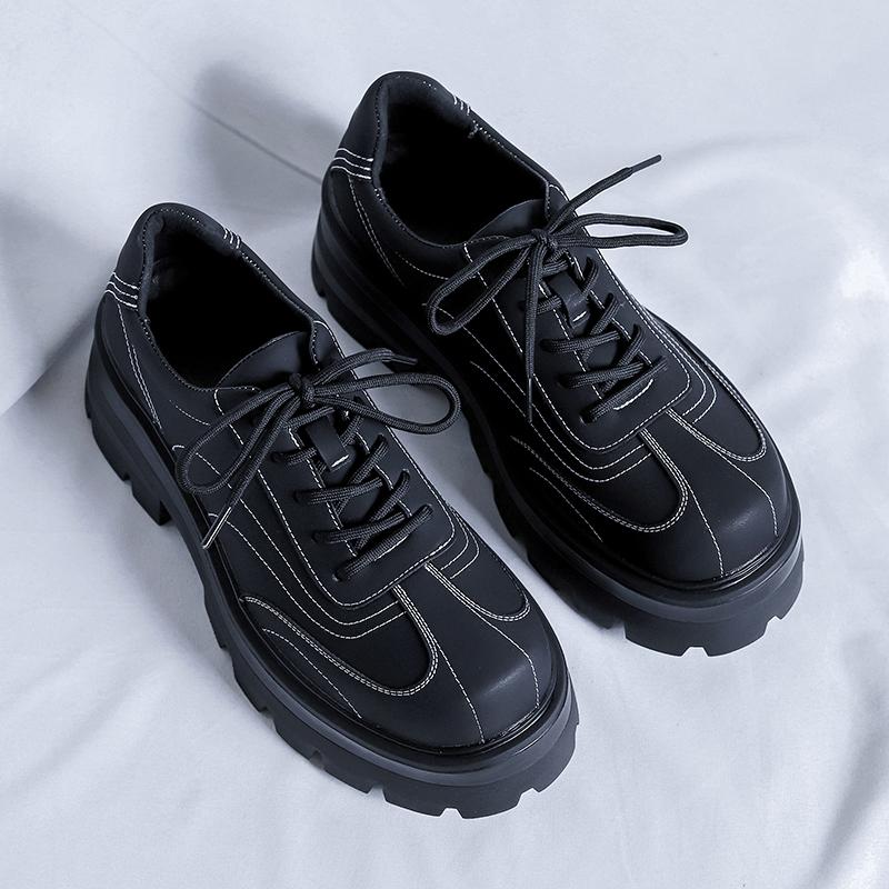 Fashion Mens New Casual Leather Business Tooling Shoes Simple And Versatile Thick Bottom Designer Dress Shoe Fashion Lace-Up Derby Shoes