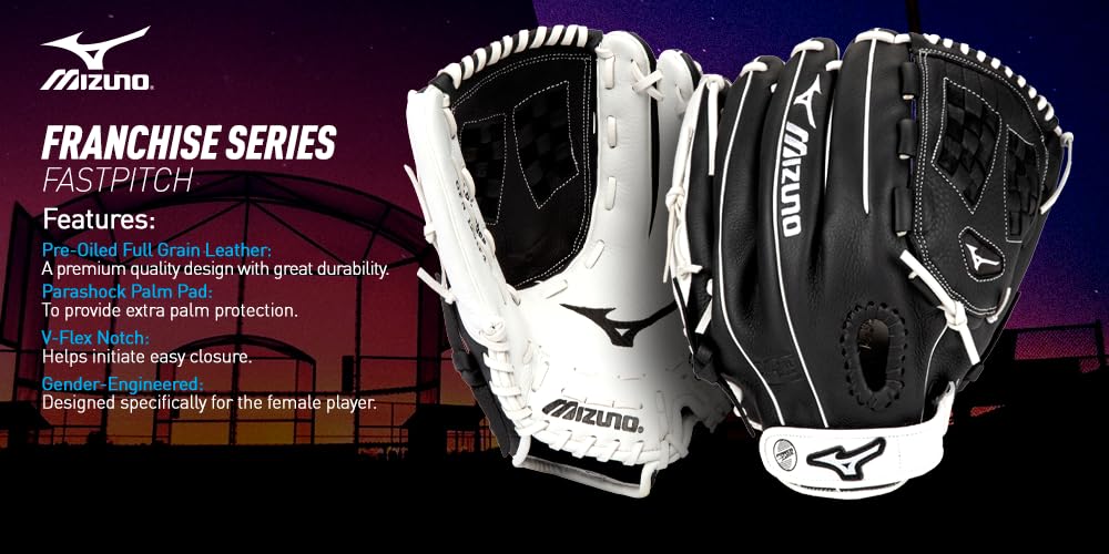 Mizuno GFN1301F4 Franchise Series Fastpitch Softball Throw Glove, 13-inch, Right-Handed