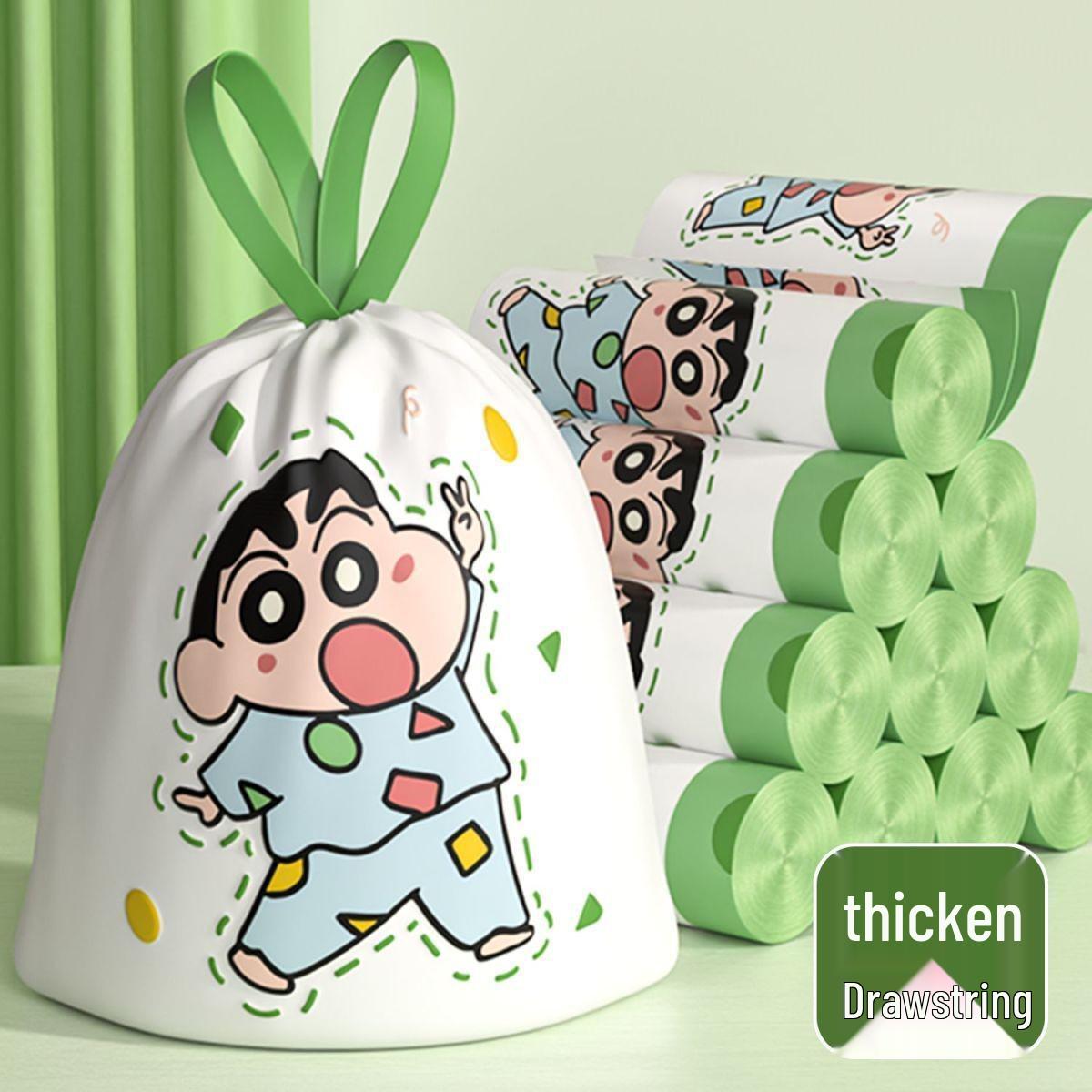 Cute Character Large Drawstring Trash Bags - Thick, Printed Plastic for Kitchen, Dorm, Bedroom