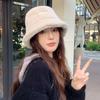 Women's New Winter Warm Fisherman's Hat Korean Style Fashion Fashionable and Versatile Solid Color Imitation Rabbit Hair Pot Hat