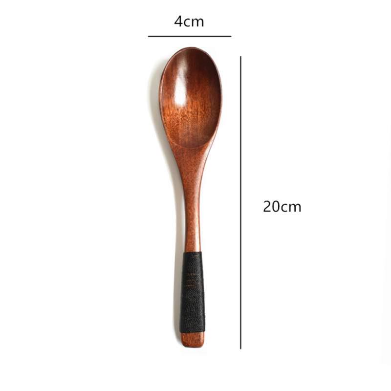 Wood Tableware Peanut Spoon Vintage Style Soup Spoon