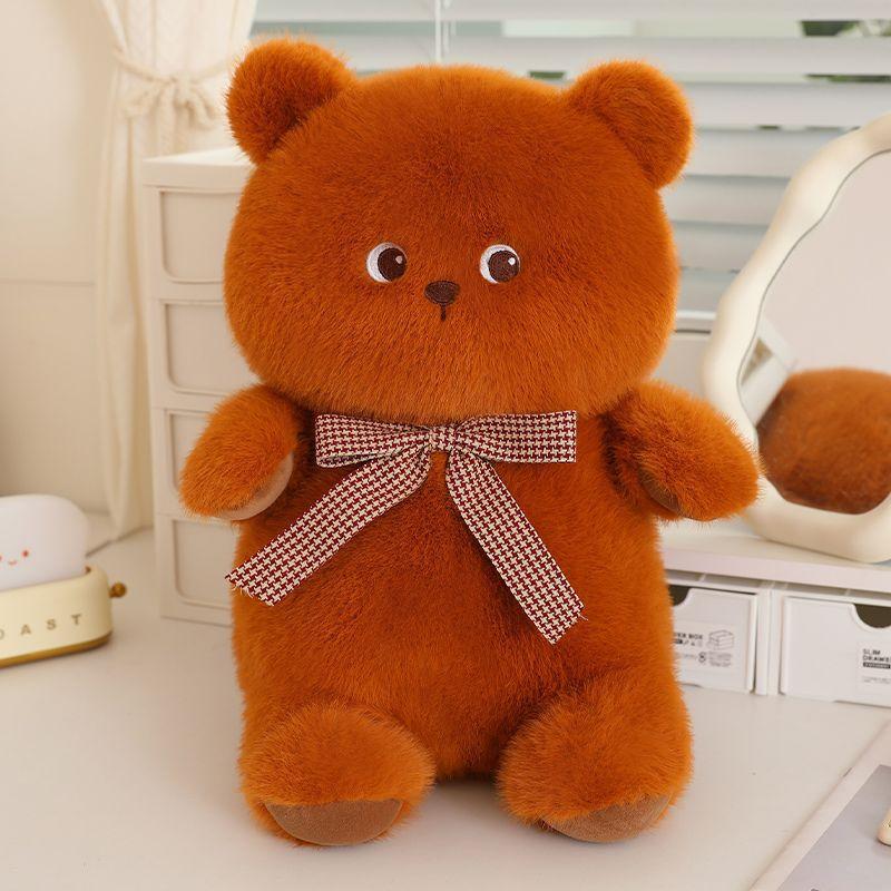 

Bear Little Bow Star Pillow Doll Animal Plush Toy Children Girls Birthday Gifts Brown Bow,30cm