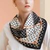 Daks Black Silk Square Scarf Dd Chain Pattern Dcsc2e021bk