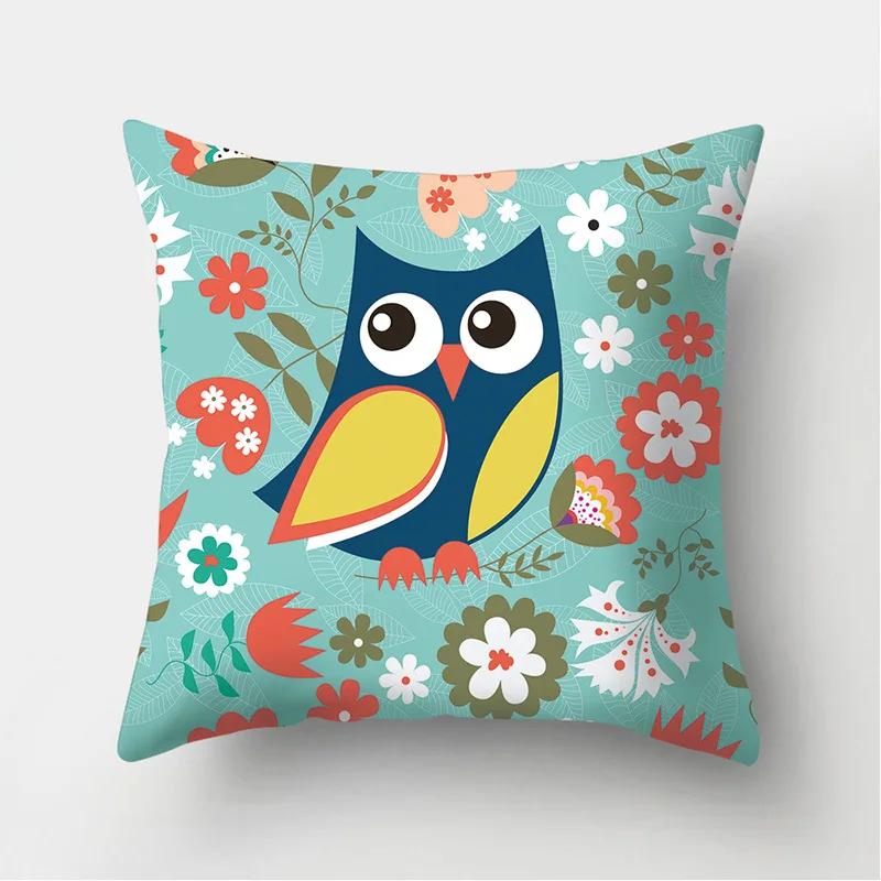 

Colorful Nordic Owl Cushion Cover Decor Cute Cartoon Animal Pillow Case for Sofa Pillowcase Squirrel Pillow Covers 45x45cm 12x12Inch