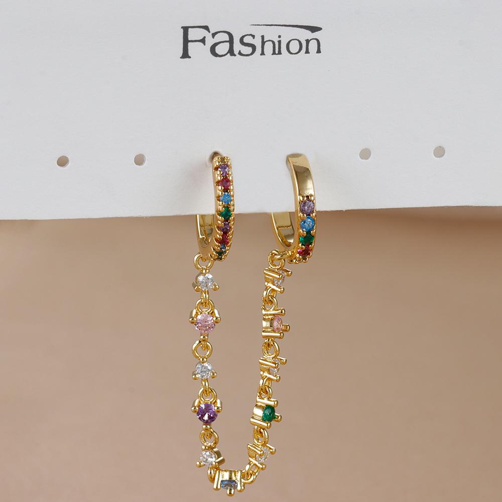 Fashion Stainless Steel Cubic Zircon Heart Dangle Earrings for Women Geometric Circle U-shaped Earrings Ear Piercing Jewelry