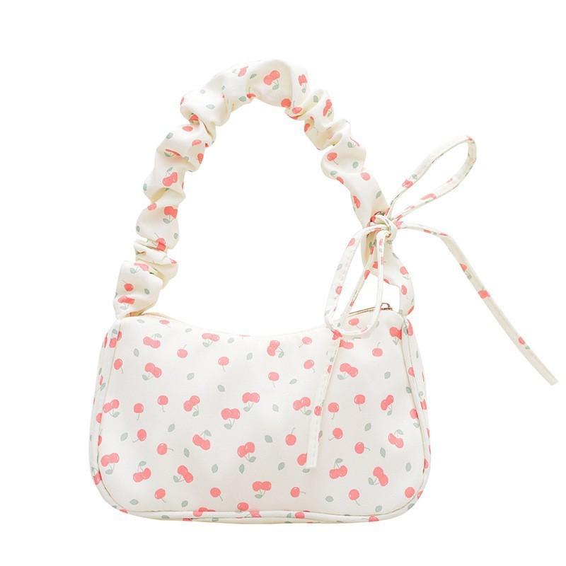 Nylon Floral Canvas Bag For Women With Bow Detail Perfect For Daily Casual Use