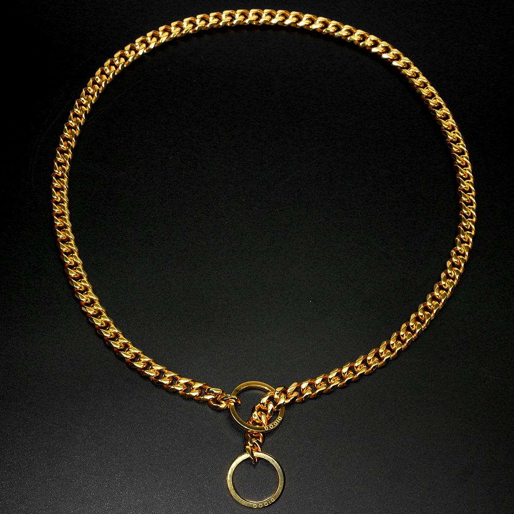 

Прочный серебряный золотой ошейник для собак из нержавеющей стали с металлической цепью для дрессировки собак с бесплатным свистком 60cm