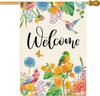 Summer Hummingbird Parrot Welcome Garden Ag 28 X 40 Inch Double Sided, French Vintage Peony Oral Farmhouse Burlap Large GGO