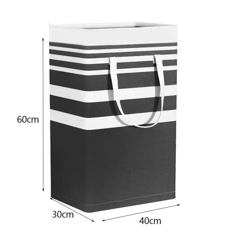 Foldable Striped Laundry Basket – Large Capacity Fabric Hamper for Dirty Clothes Storage