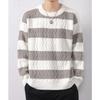 Maglione da Uomo a Righe Texturizzato Collo Tondo Rilassato Maglia Casual Autunno Inverno Maglia Base