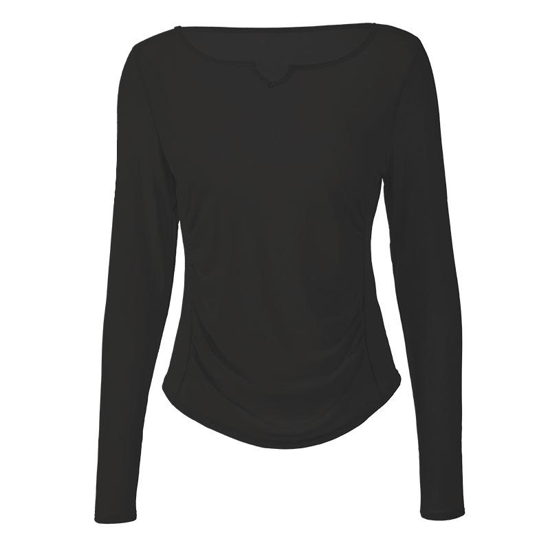 "Women's Long Sleeve Mesh Yoga Top - Breathable Pilates & Running Fitness Cover-Up"