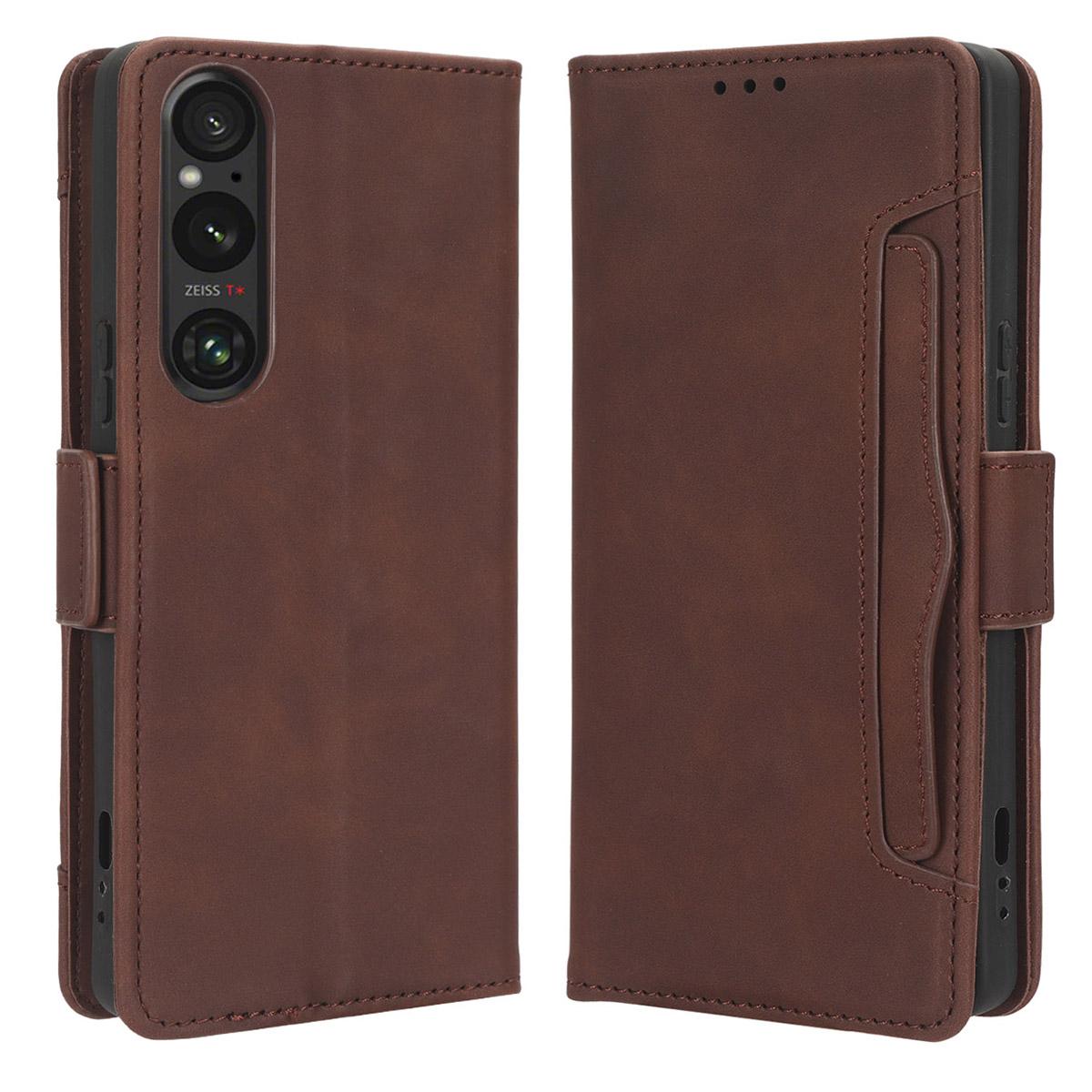 

Чехол-кошелек для Sony Xperia 1 V из ПУ кожи, с несколькими слотами для карт, подставкой, чехол для телефона Brown