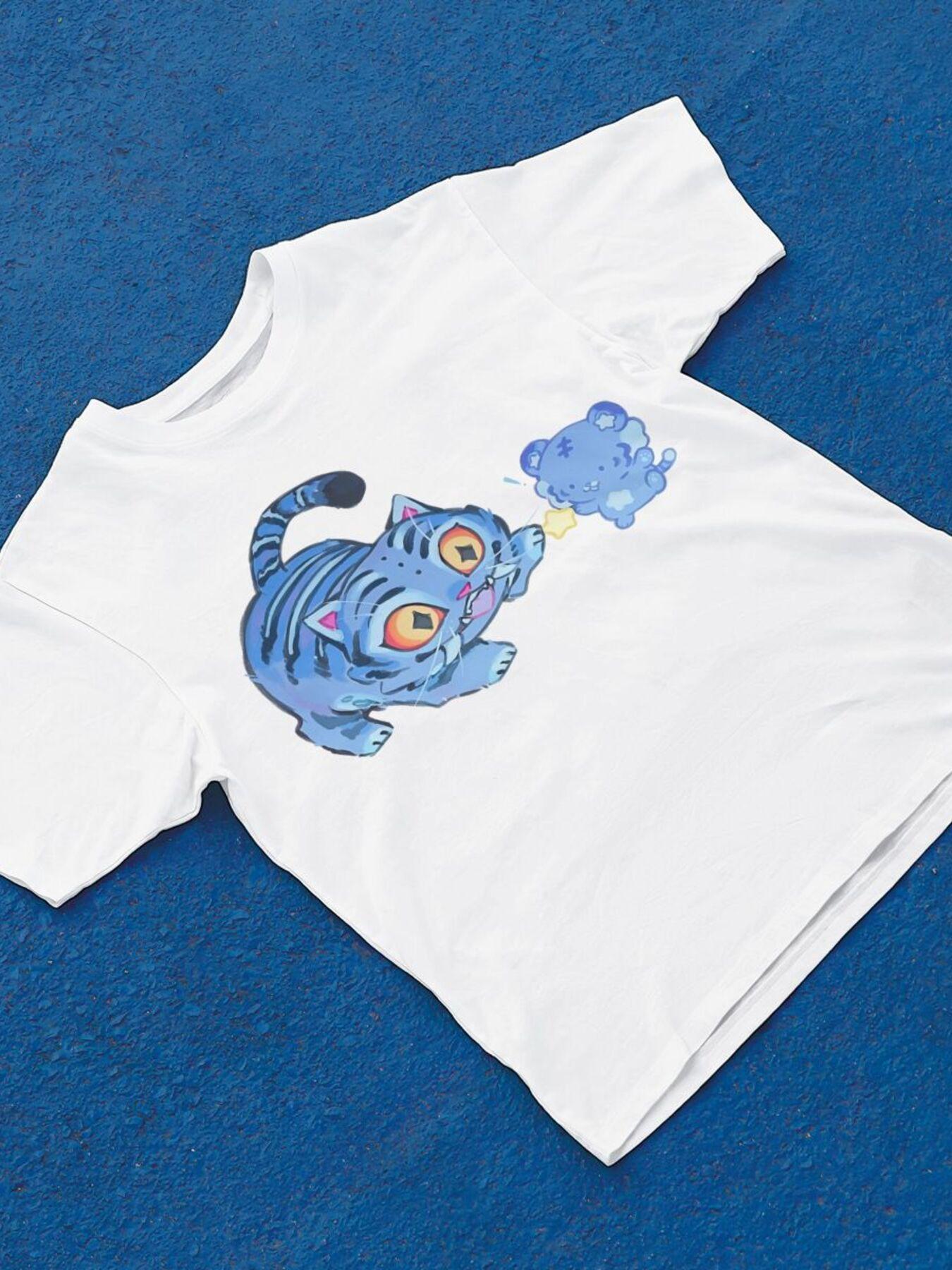 Мужская футболка оверсайз Kipopi мультяшная повседневная графическая футболка с коротким рукавом круглым вырезом уличный стиль удобная спортивная одежда с принтом S