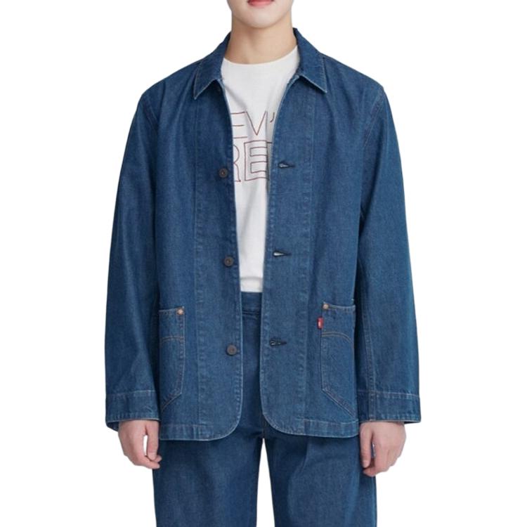 Levis Pioneer Series Volný střih Jednoduchá Pohodlná Všestranná Džínová bunda s dlouhým rukávem Pánské bundy Modrá A2691-0000