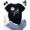 Dandelion graphic printing T-shirt women's summer short-sleeved round neck casual fashion streetwear top