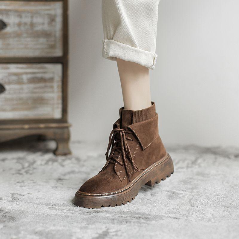 Fashion Booties Spring Autumn Elegant With Medium Heels Round Toe Women's Ankle Boots Hot New In Large Size Warm Boot Female Short Shoes
