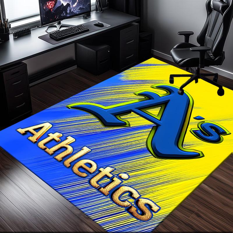 Athletics Oakland Emblem Rug Office Carpet Non-Slip Mat, Chair Rug Floor Covering for Gaming, Bedroom, Living Room , Home Decor Christmas Gift