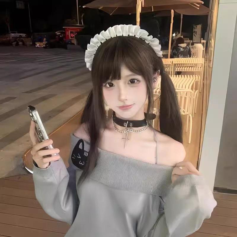 Sweet Cool Punk Y2K Necklace Black Cross Choker Leather Collar Goth Niche Subcultural Accessories