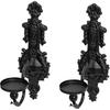 GAKA Wall Sconce Candle Holder Set of 2 Gothic Metal Candle Sconce Black Candle Holders Vintage Wall Mount Candle Holders Decorative,Black