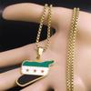 Syrian Flag Map Necklace: Vintage Stainless Steel Drip Oil Pendant Sweater Chain