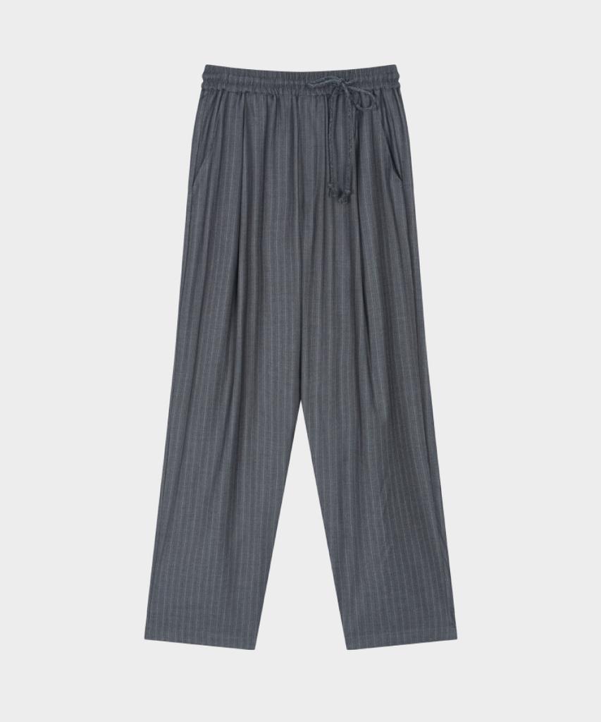 HONO REPORT Relaxed Banding Trousers_Charcoal Stripe
