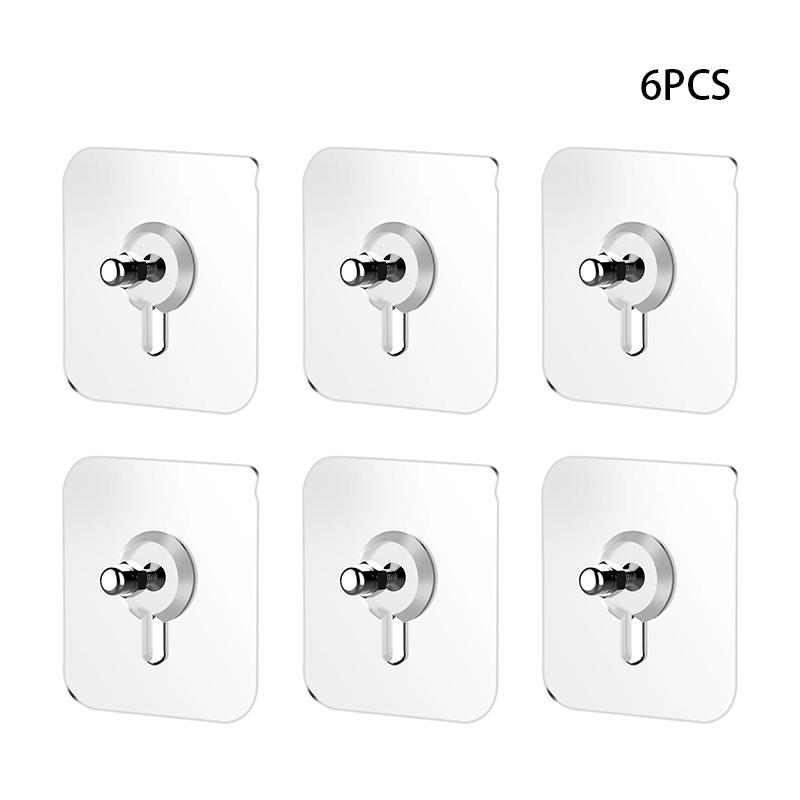 6pcs Screw Stickers Picture Frame Hooks Kitchen Bathroom Storage Rack Door Wall Hanger Self-Adhesive Photo Frame Hook