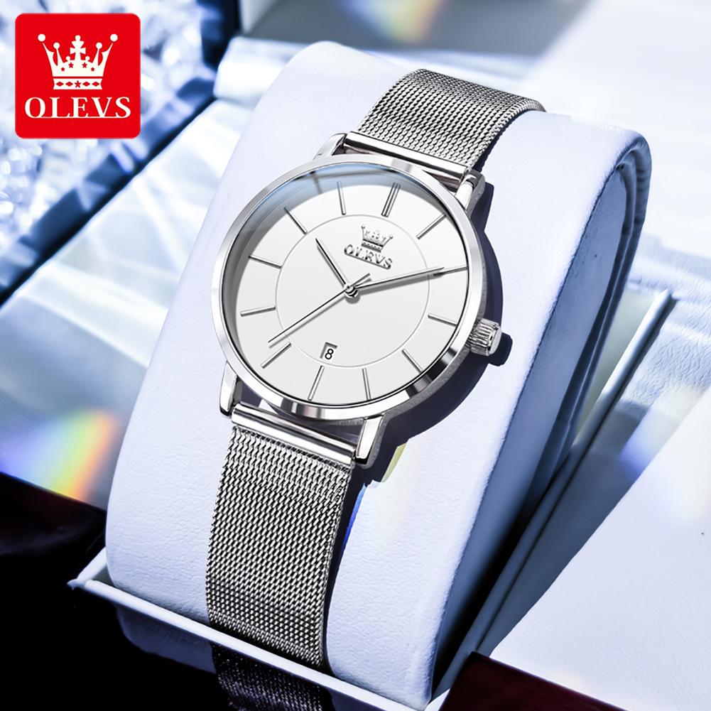 OLEVS 5869 Women's Watches Ultra Thin 6.5mm Original Quartz Watch for Women Waterproof Calendar Ladies Dress Wristwatch