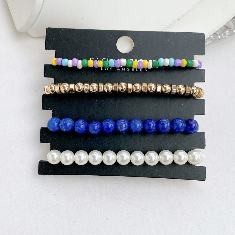 

European and American Foreign Trade Jewelry Fashion Bracelets with a High-End Feel, Personalized Simple Elastic Dopamine Pearl Bracelet Set 1