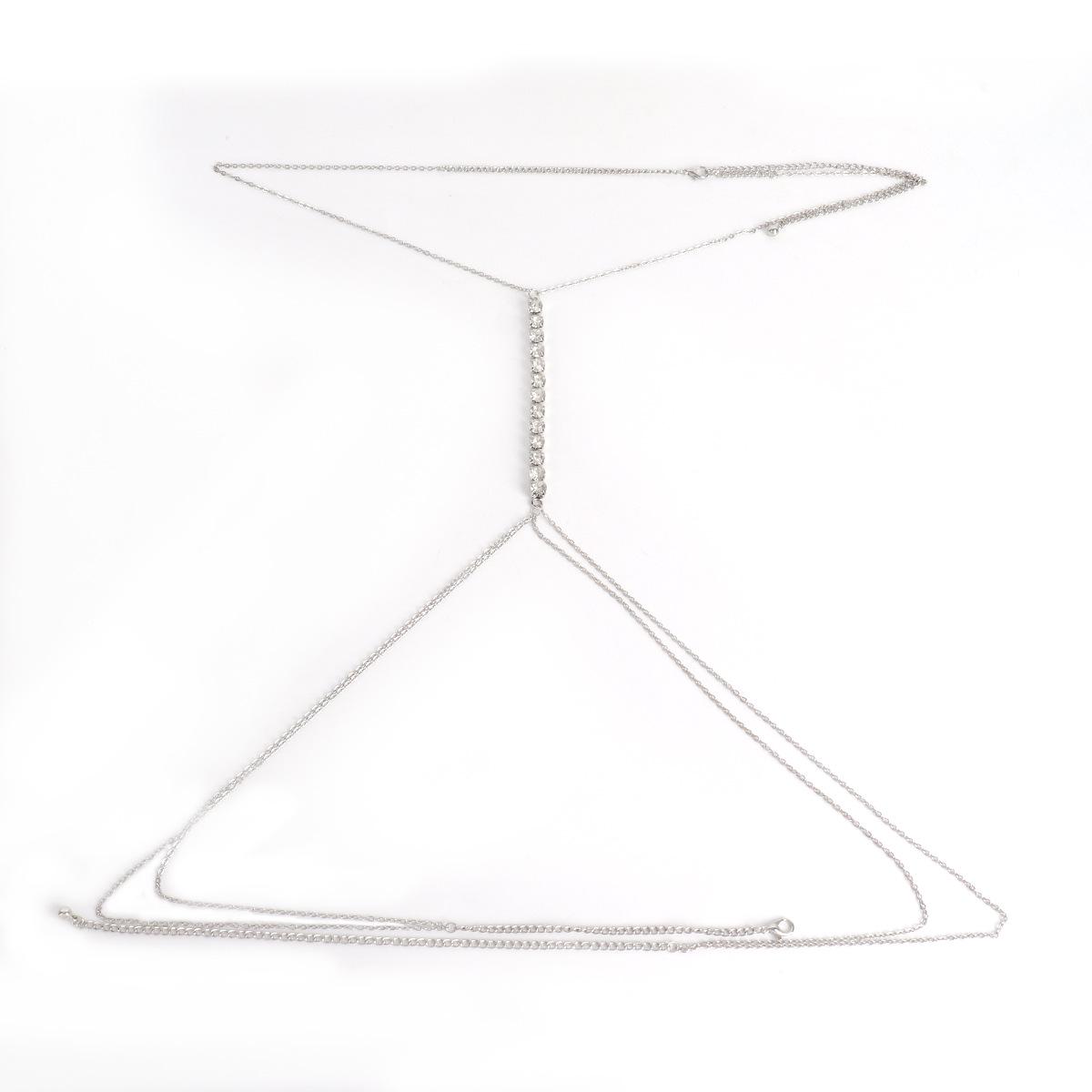 

Геометрическая цепочка со стразами: Европейская и американская модная цепочка для тела для женщин серебряный