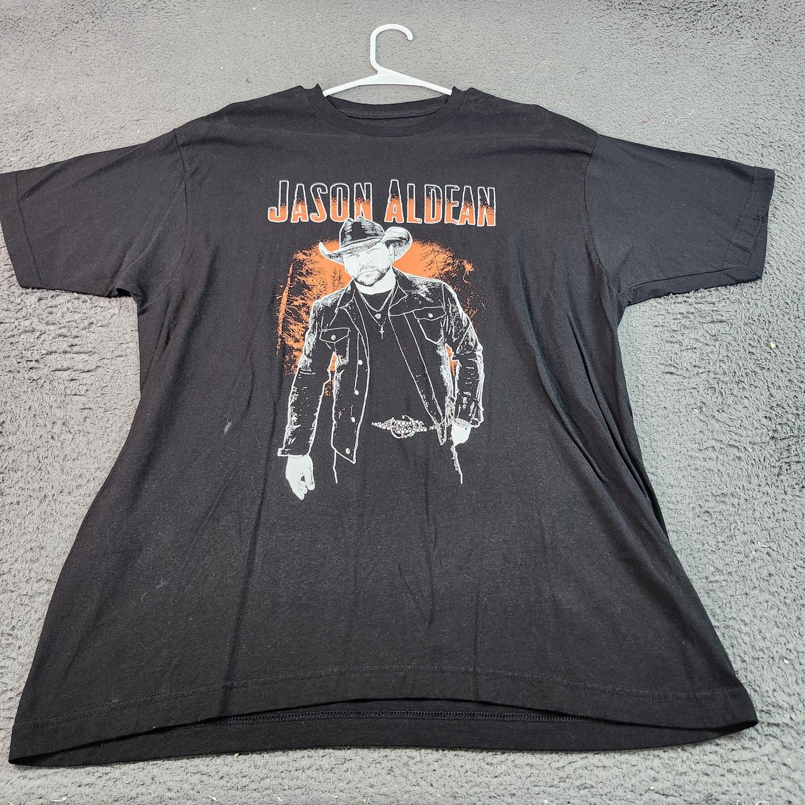 Jason Aldean Rock N  Roll Cowboy Tour Shirt Mens XL Black Tee Double Sided Unisex T-Shirt L