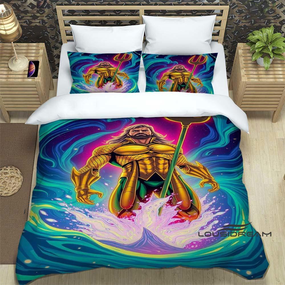 The *Aquaman* fantasy movie duvet cover and pillowcase bedding set is the perfect choice for decorating boys' and girls' bedroom
