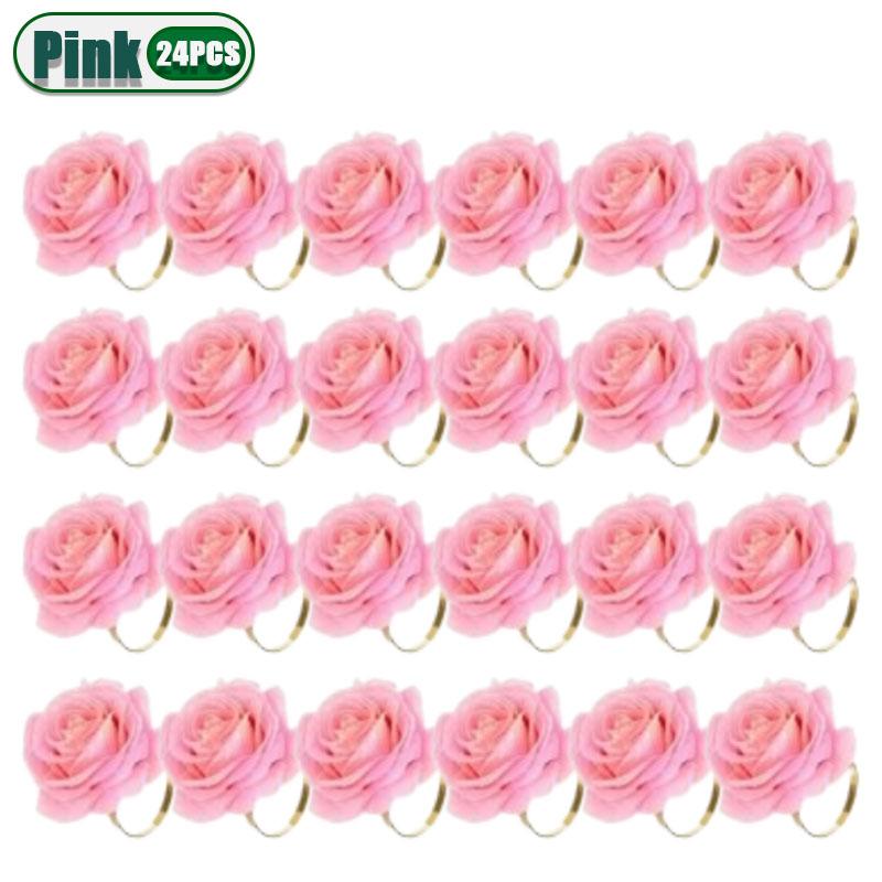 6-24PCS Rose Flower Napkin Rings Romantic Table Holders Elegant Wedding Party Valentines Day Anniversary Proposal Decor Supplies