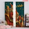 2pcs,2D Plane Printing Popular Curtains Santa Claus Gift Durable 100% Polyester Fabric (without Rod) Decorations Inside Use for