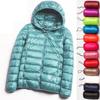 Ultra-light Plus Size Thin Down Jacket Women Autumn Winter Slim Short Hooded Warm White Duck Down Coat Women Outerwear